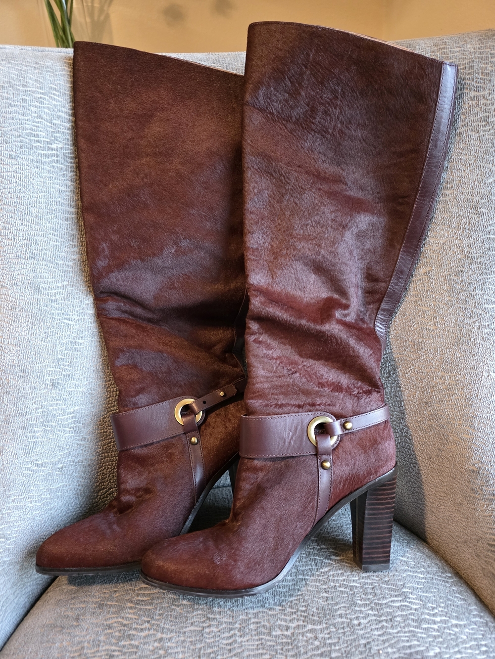 Beautiful Donald J Pliner Garnet Haircalf Boots Knee High Women's Size 7.5
